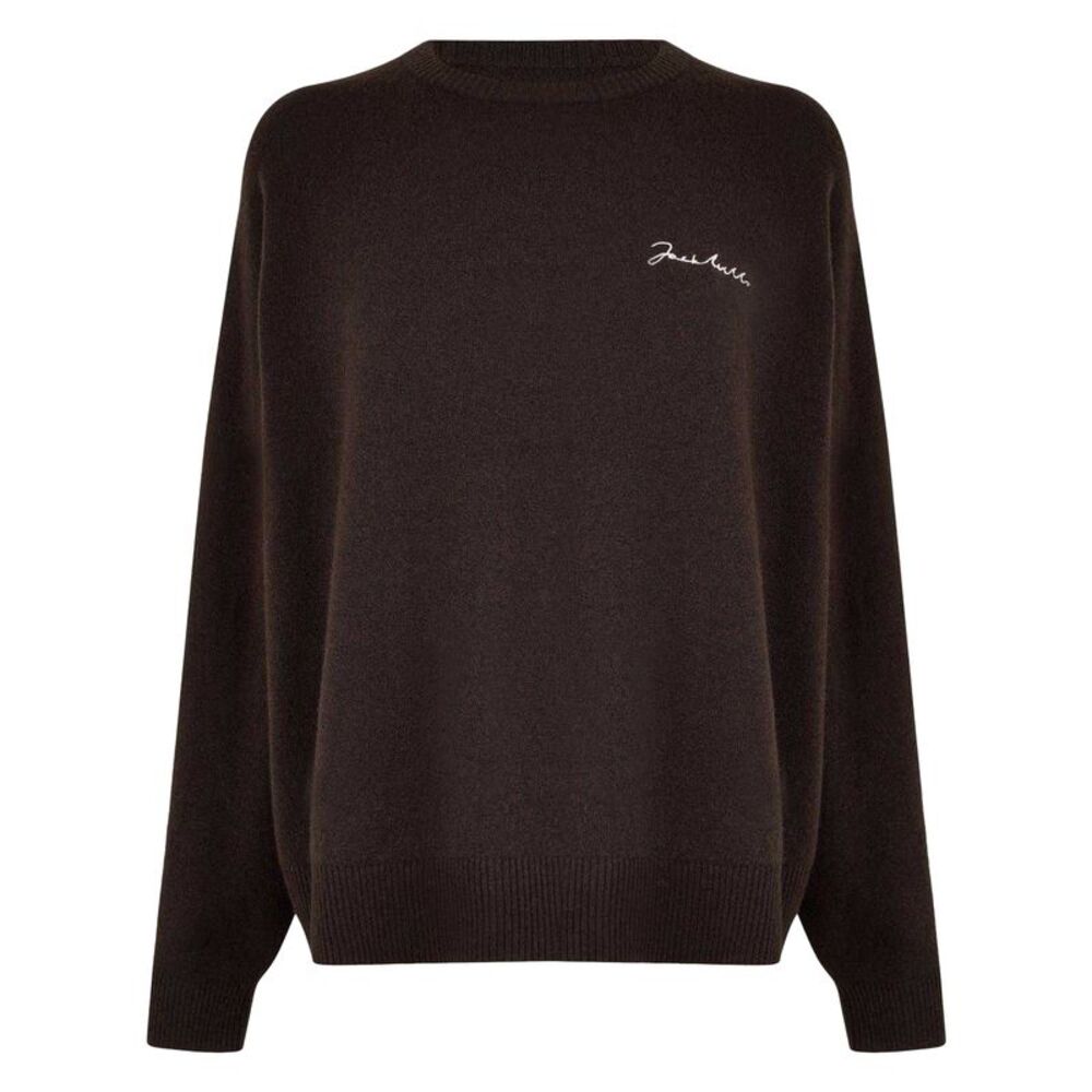 Jack Wills Womens/Ladies Embroidered Logo Crew Neck Sweater / Cocoa